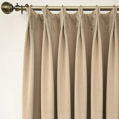 Veloura Drapix Anyhouz Curtains Beige Velvet Blackout Window Drape 4