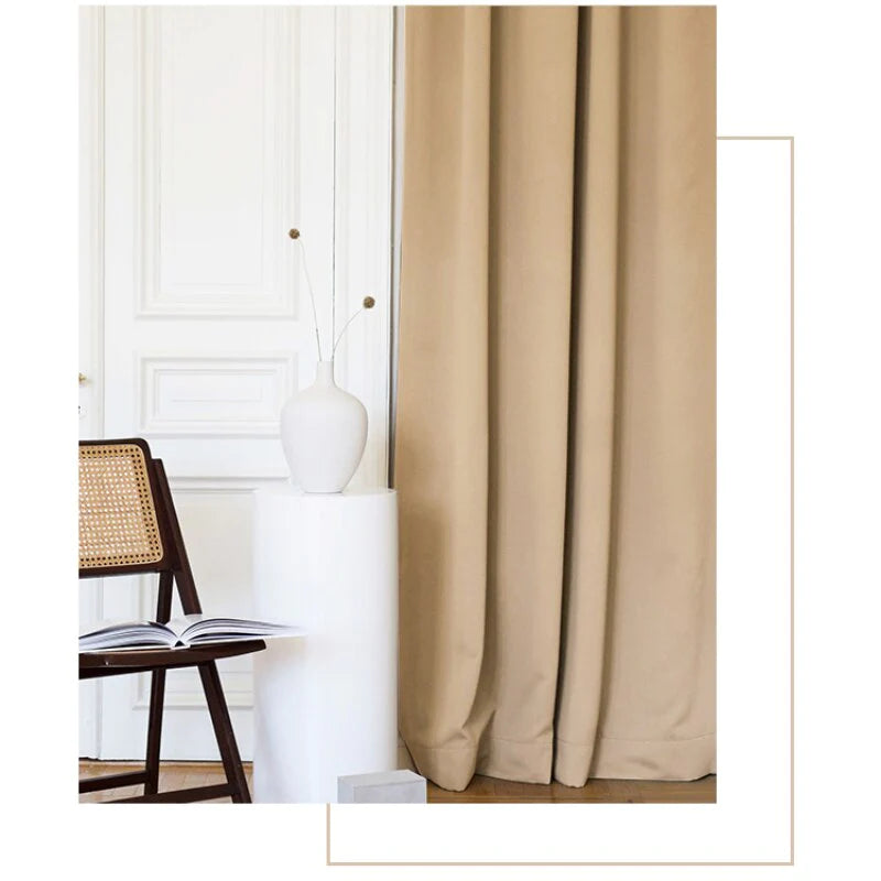 Veloura Drapix Anyhouz Curtains Beige Velvet Blackout Window Drape 5