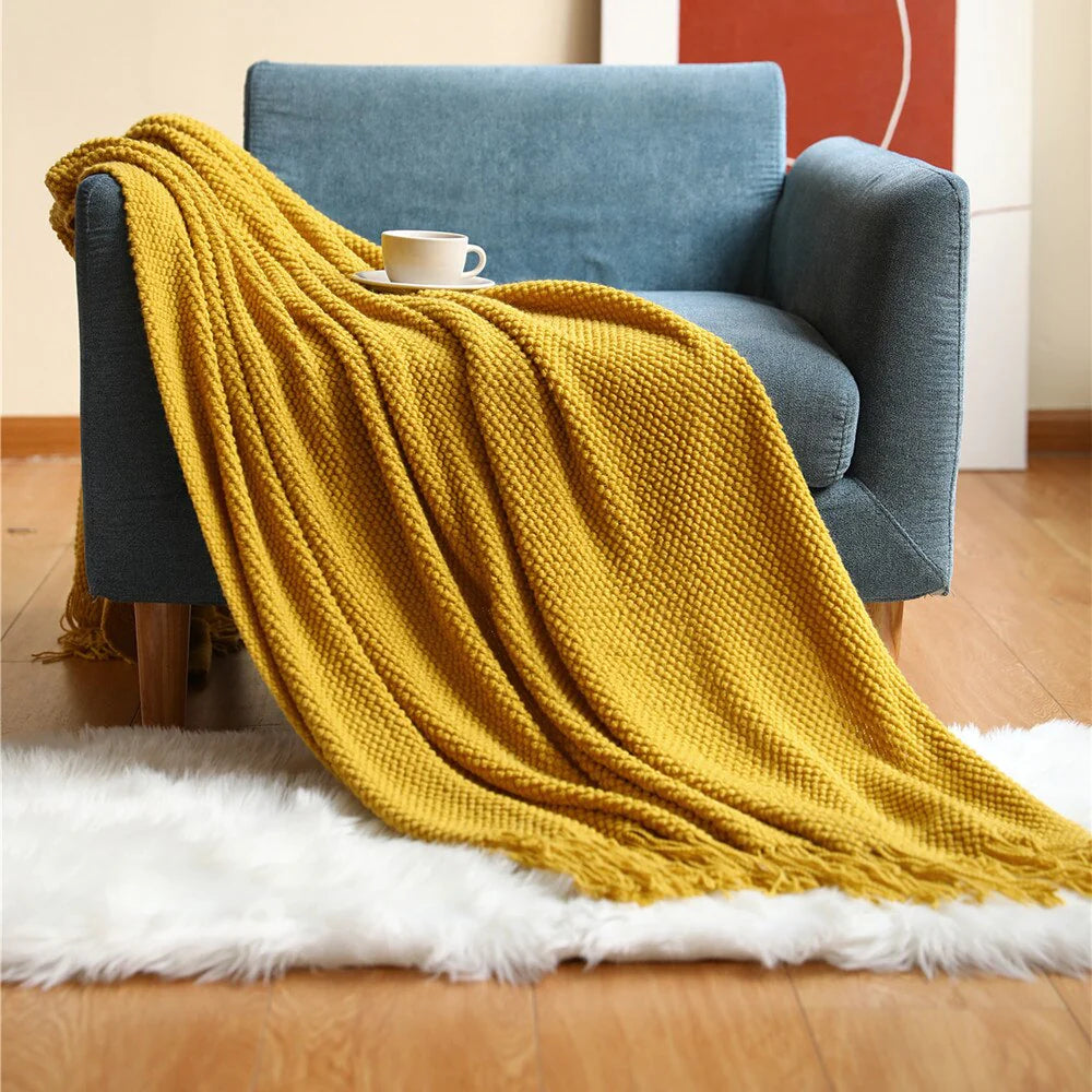 GoldenGlow Anyhouz Throw Blanket Yellow 2