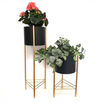 Versatile Black Two-Piece Plant Stand