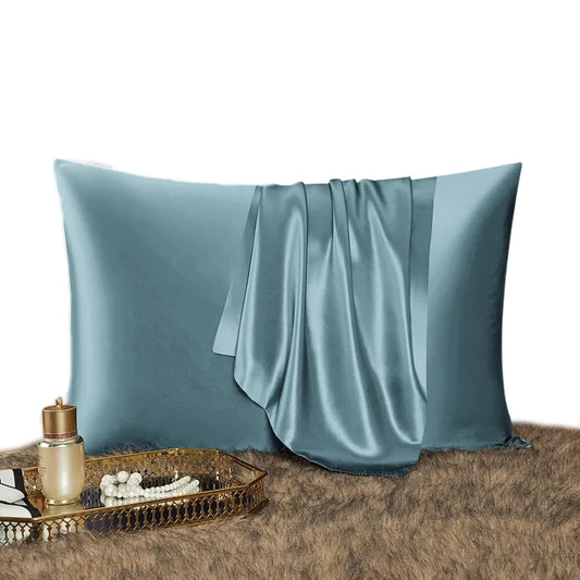 Azure Mist Anyhouz Pillowcase 50x75cm Blue Gray Natural Mulberry Silk for Comfortable and Relaxing Home Bed 1