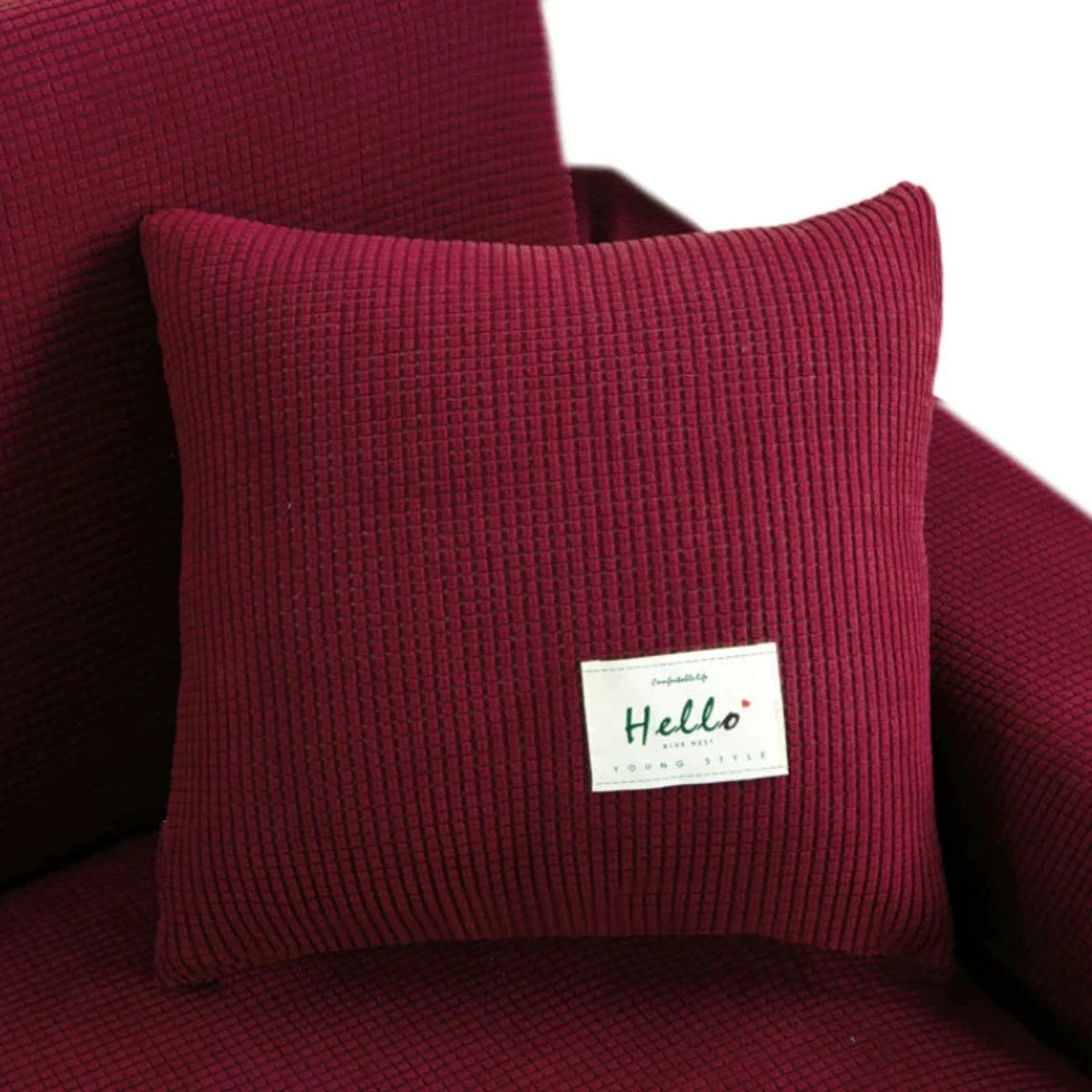 Burgundy Bliss Anyhouz Pillowcase 45x45cm Wine Red Polyester Thick Stretchable Cushion for Living Room 1