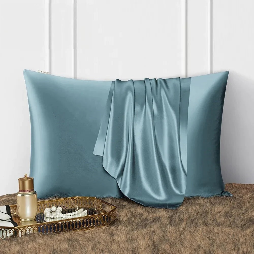 Azure Mist Anyhouz Pillowcase 50x75cm Blue Gray Natural Mulberry Silk for Comfortable and Relaxing Home Bed 2