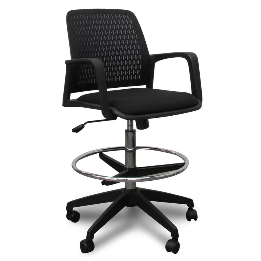 Thyrax Drafting Office Chair - Black-houseofhyne