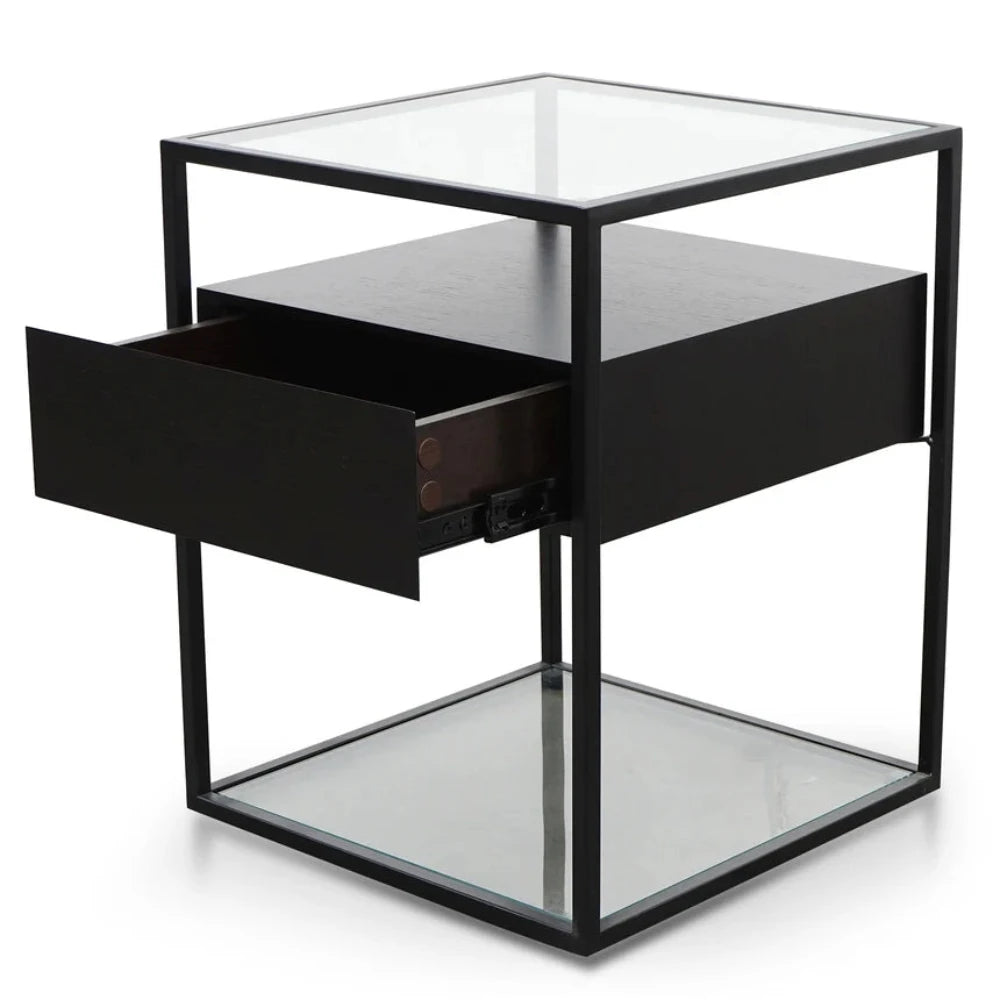 Xeltrix Glass Side Table - Full Black-houseofhyne