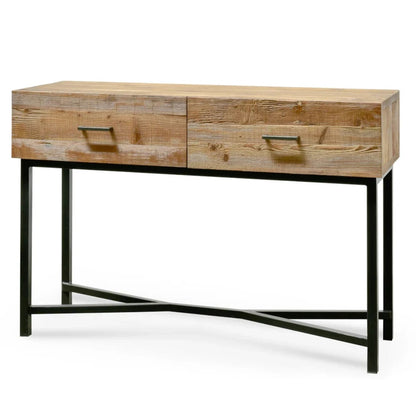 Glorvok 1.2m Reclaimed Pine Console Table - Black Base-houseofhyne