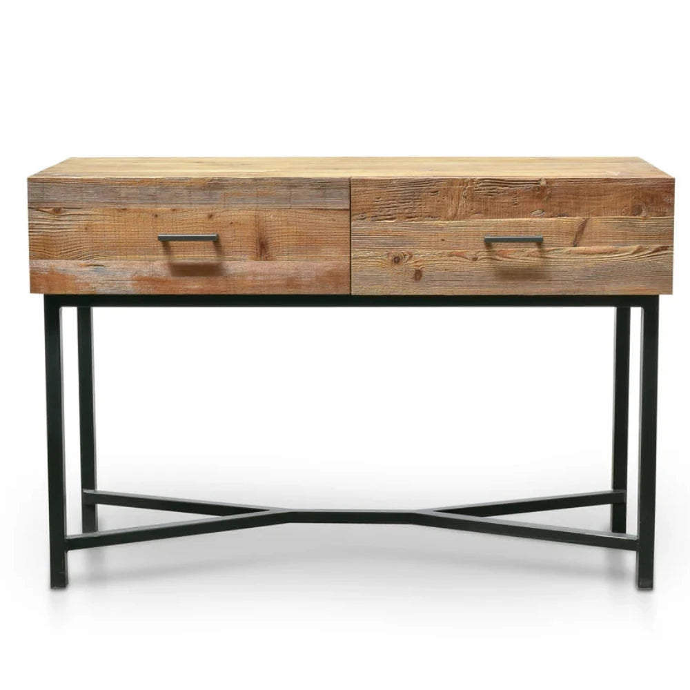 Glorvok 1.2m Reclaimed Pine Console Table - Black Base-houseofhyne