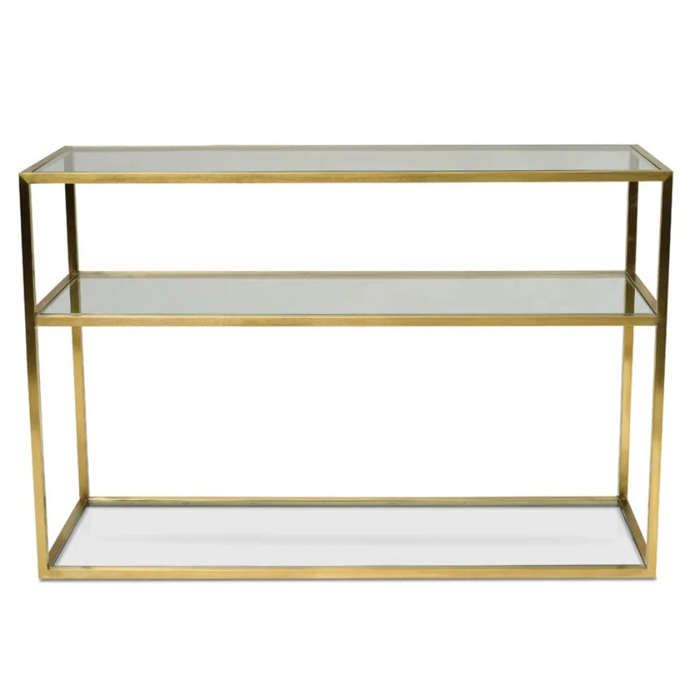 Kylos 1.2m Glass Console Table - Gold Base-houseofhyne