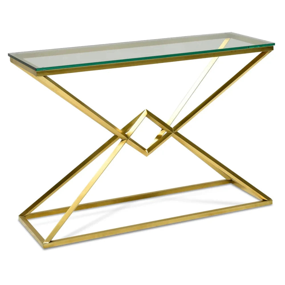 Kloran 1.2m Glass Console Table - Gold Base-houseofhyne