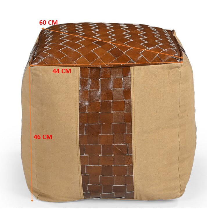 Zylar Genuine Canvas and Leather Ottoman  - House of Hyne