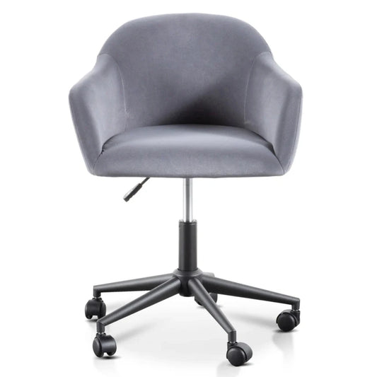 Shiloh Charcoal Velvet Office Chair - Black Base-houseofhyne