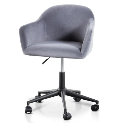 Shiloh Charcoal Velvet Office Chair - Black Base-houseofhyne