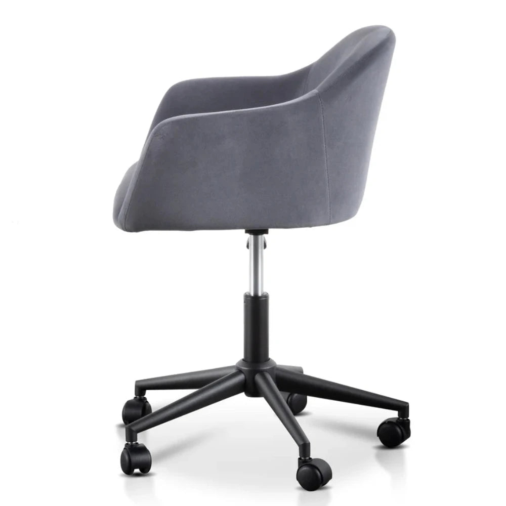 Shiloh Charcoal Velvet Office Chair - Black Base-houseofhyne