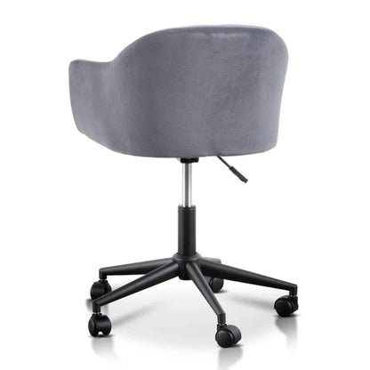 Shiloh Charcoal Velvet Office Chair - Black Base-houseofhyne