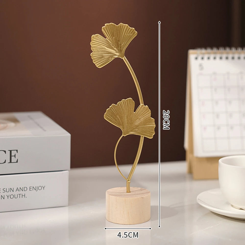 Nordic Gold Ginkgo Leaf Sculpture - Set of 6