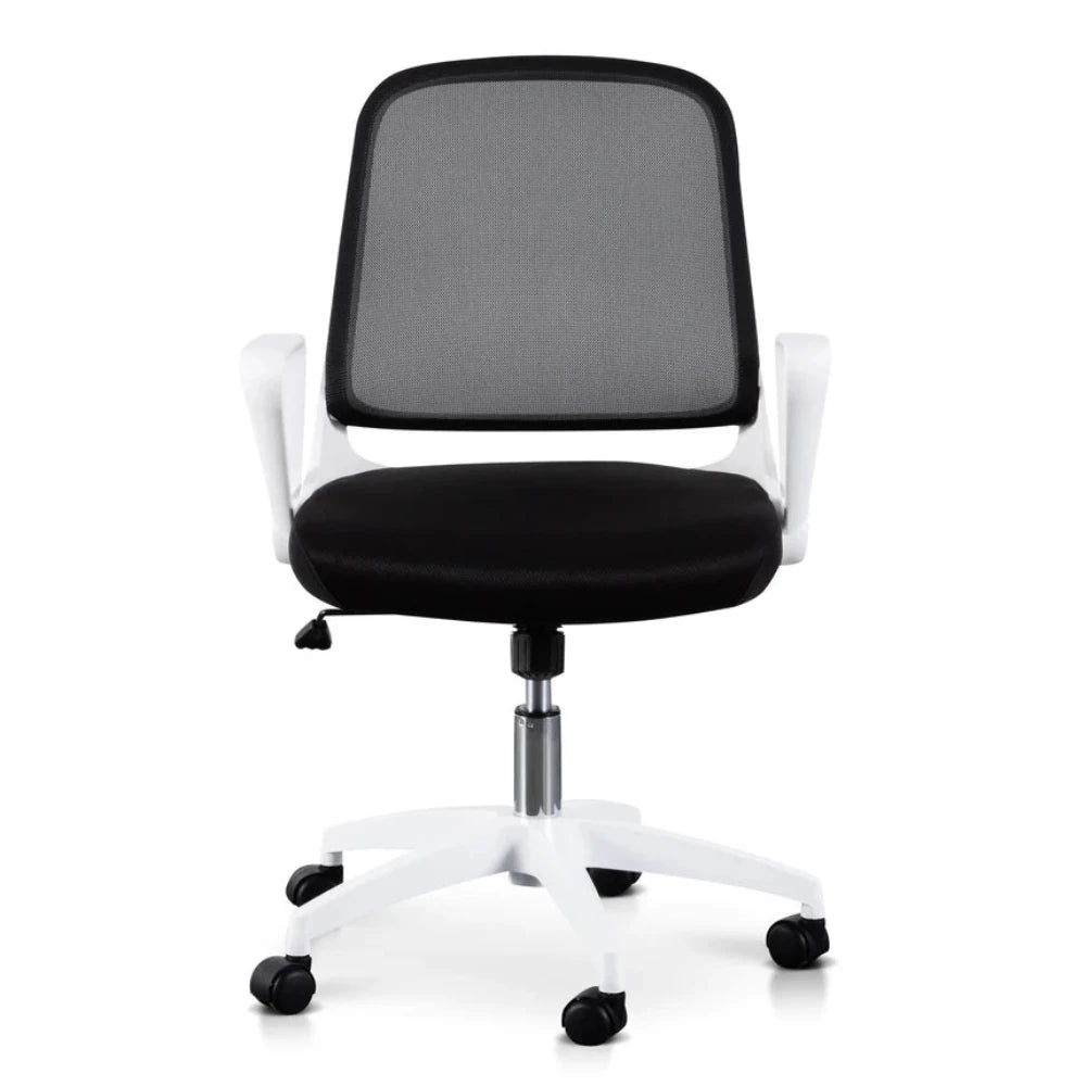 Lyron Black Office Chair - White Arm and Base-houseofhyne