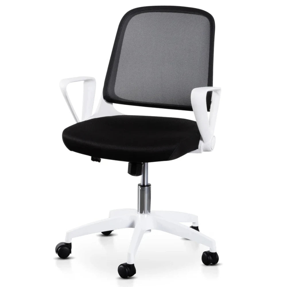 Lyron Black Office Chair - White Arm and Base-houseofhyne