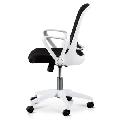 Lyron Black Office Chair - White Arm and Base-houseofhyne