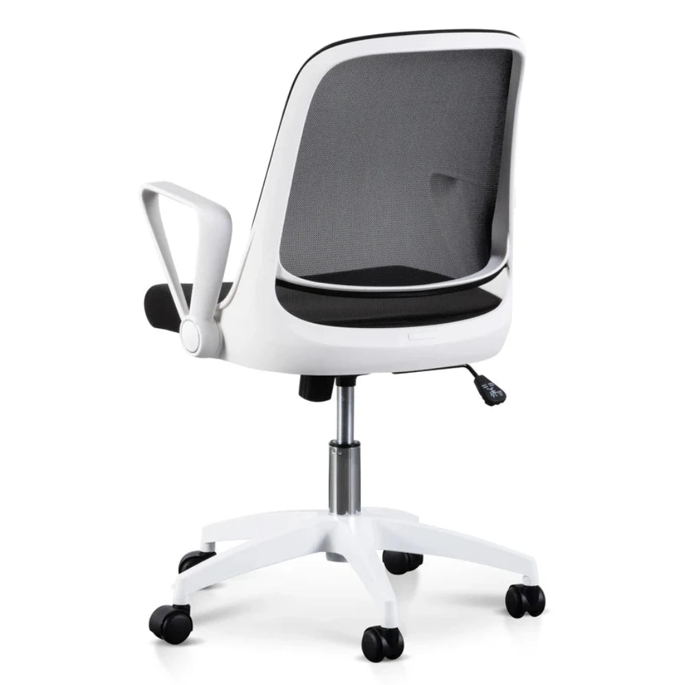 Lyron Black Office Chair - White Arm and Base-houseofhyne