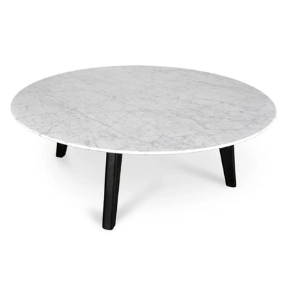 Zarnok 100cm Marble Coffee Table with Black Legs-houseofhyne