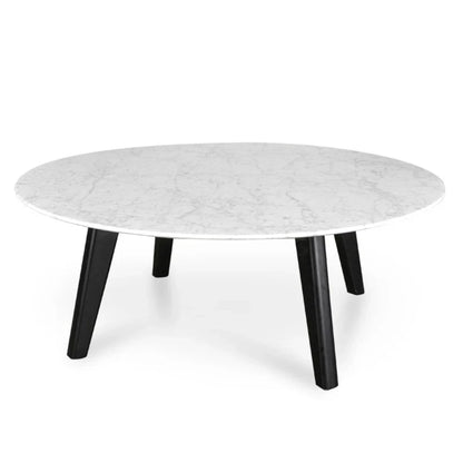 Zarnok 100cm Marble Coffee Table with Black Legs-houseofhyne