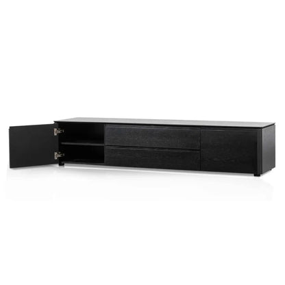 Glornix TV Entertainment Unit with Middle Drawer - Black Oak-house of hyne