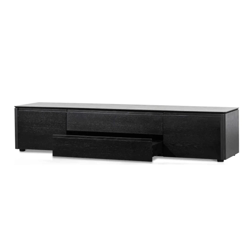 Glornix TV Entertainment Unit with Middle Drawer - Black Oak-house of hyne