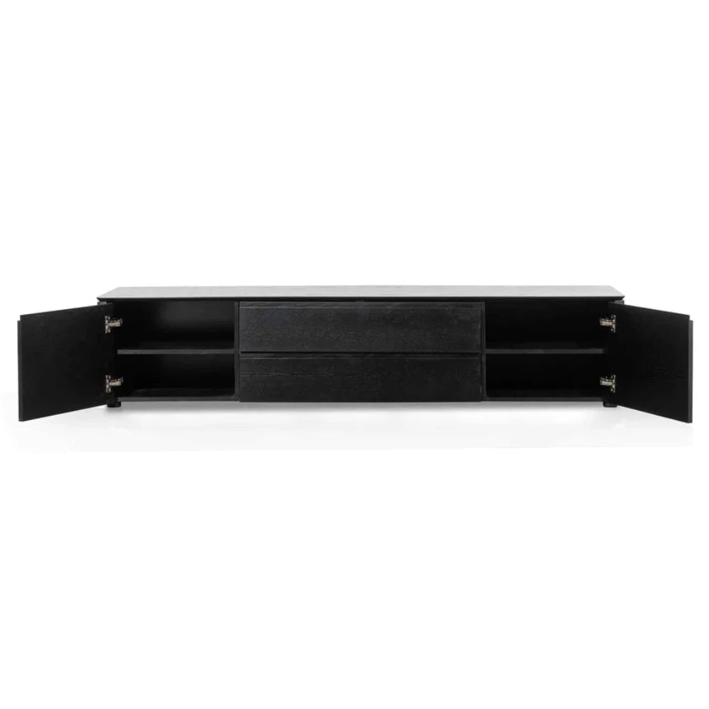 Glornix TV Entertainment Unit with Middle Drawer - Black Oak-house of hyne