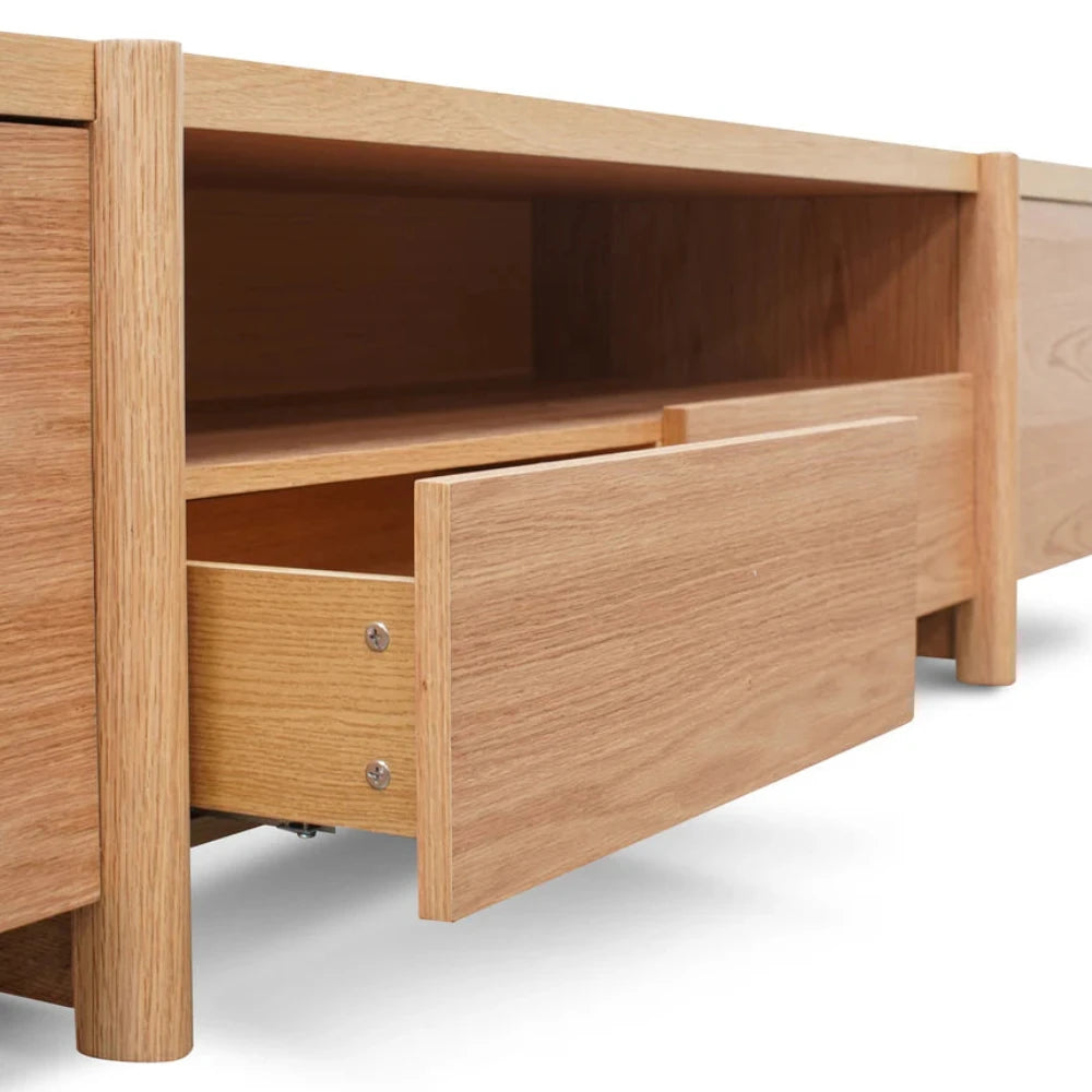 Xylaron 2.1m Entertainment TV Unit - Lowline - Full Natural - Timber Legs-houseofhyne