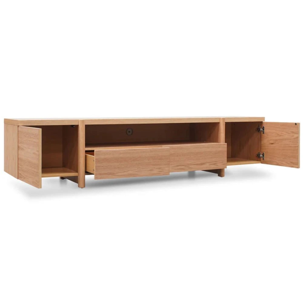 Xylaron 2.1m Entertainment TV Unit - Lowline - Full Natural - Timber Legs-houseofhyne