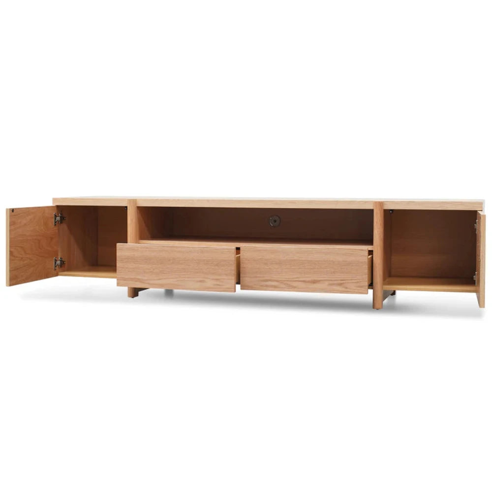 Xylaron 2.1m Entertainment TV Unit - Lowline - Full Natural - Timber Legs-houseofhyne