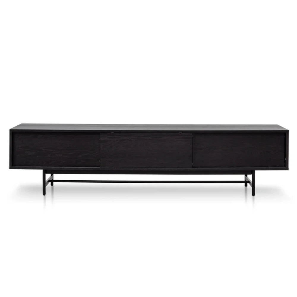 Threxon 2.1m Wooden Entertainment TV Unit - Full Black-houseofhyne