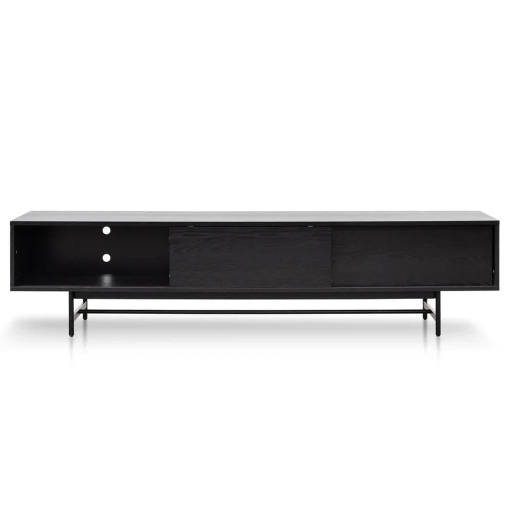 Threxon 2.1m Wooden Entertainment TV Unit - Full Black-houseofhyne