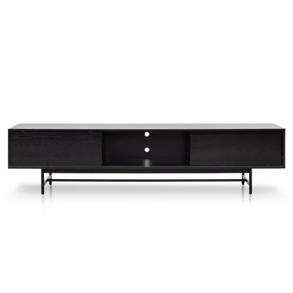 Threxon 2.1m Wooden Entertainment TV Unit - Full Black-houseofhyne