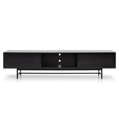 Threxon 2.1m Wooden Entertainment TV Unit - Full Black-houseofhyne