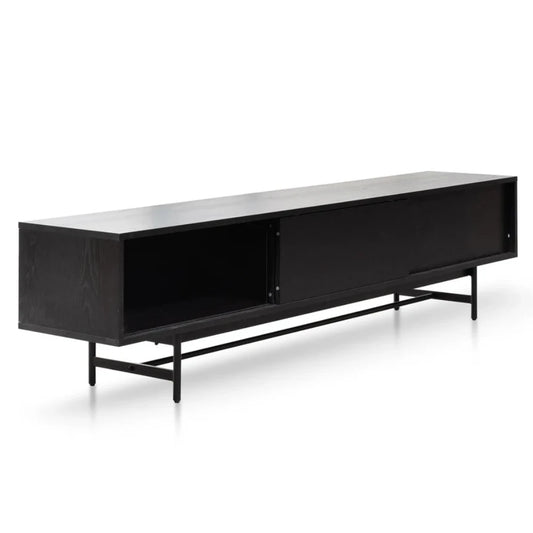 Threxon 2.1m Wooden Entertainment TV Unit - Full Black-houseofhyne