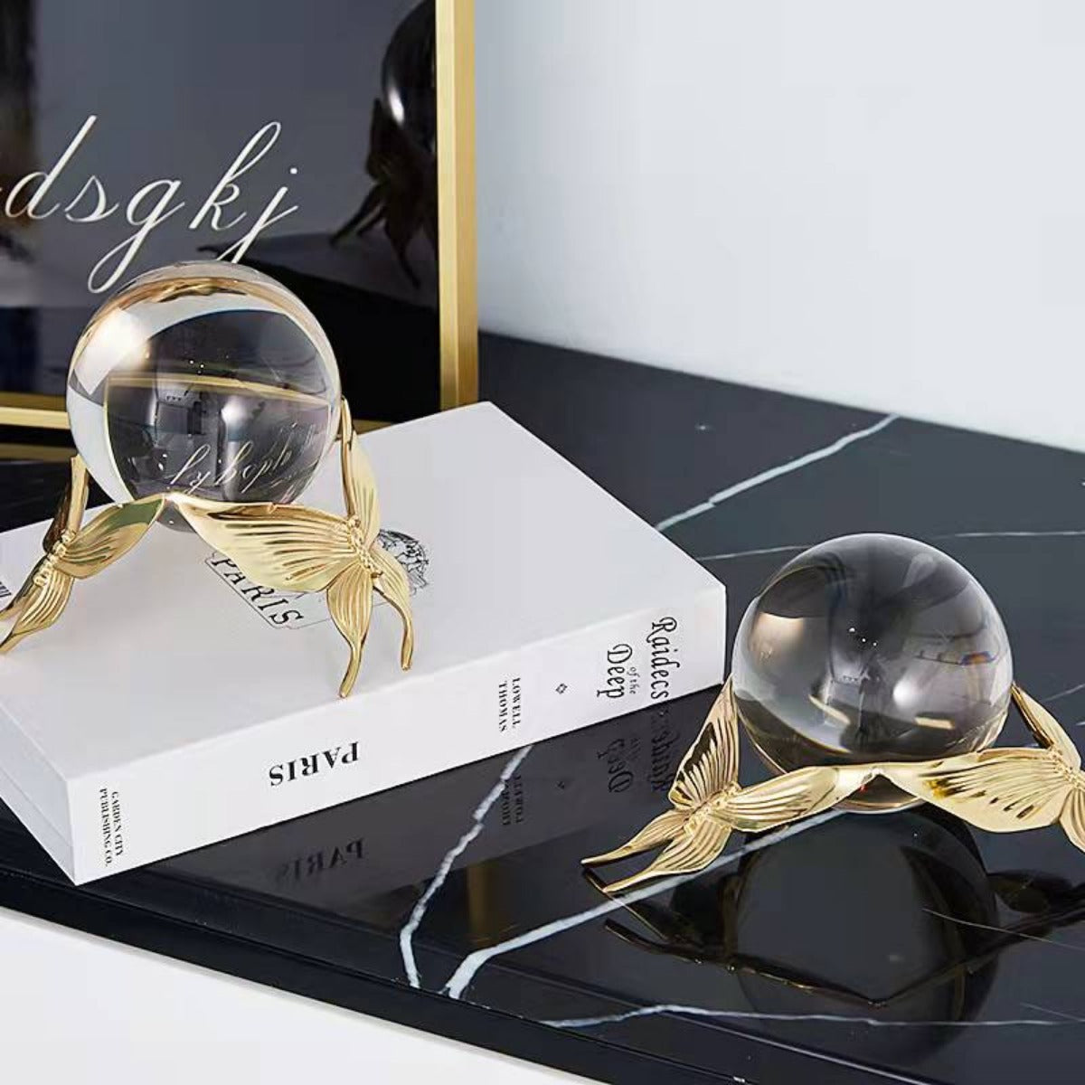 Zyrrkax Anyhouz Tabletop Copper Butterfly Crystal Ball Home Decor 4