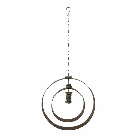 Serenity Hanging Circle with Stones - Rust & Natural - Notbrand