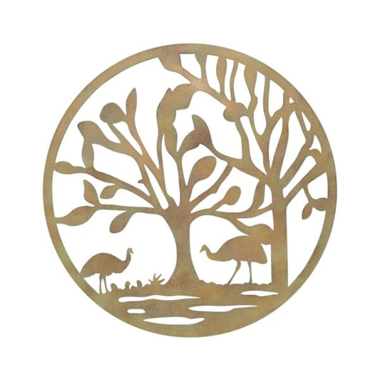 Lasercut Round Emu Family Wall Art - 60cm - Notbrand