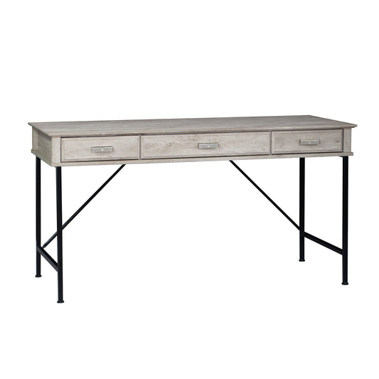 Elle 3 Drawer Writing Desk In Steel Legs - Washed Grey - Notbrand