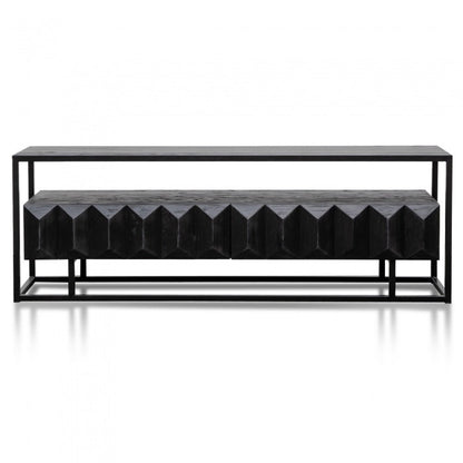 Trudy Pine Wood Entertainment TV Unit - Full Black - Notbrand