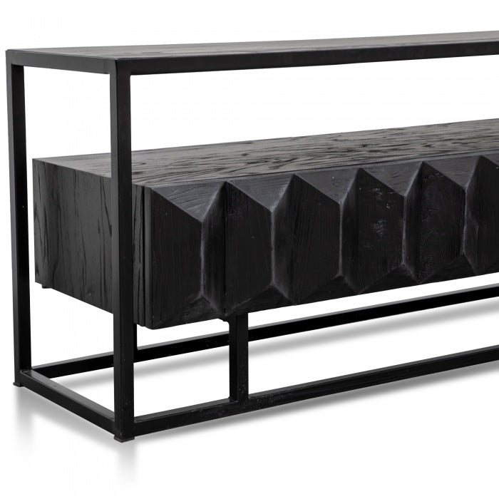 Trudy Pine Wood Entertainment TV Unit - Full Black - Notbrand