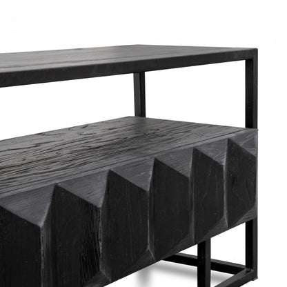 Trudy Pine Wood Entertainment TV Unit - Full Black - Notbrand