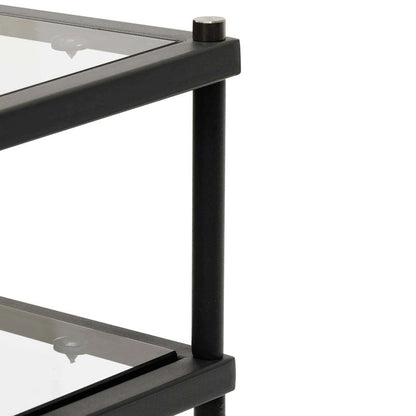 Mallow Grey Glass Console Table with Black Base - Notbrand