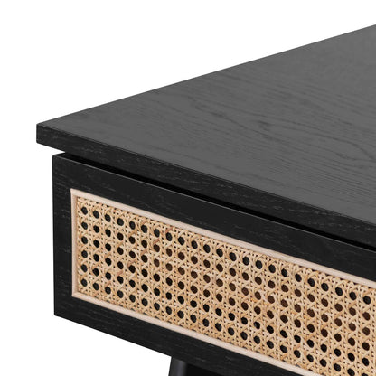 Treons 2 Drawer Rattan Office Desk - Black - Notbrand