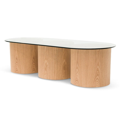 Jurill Oval Glass Coffee Table in Natural - 1.4m - Notbrand