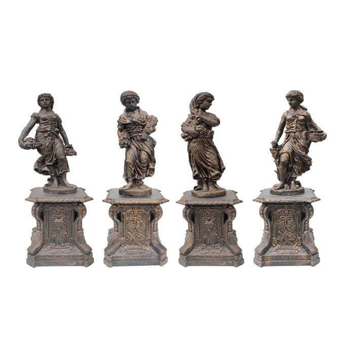 Set of 4 Cast Iron Four Season Statue with Pedestal 1.66m - House of Hyne