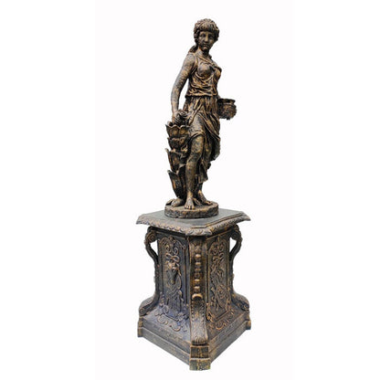 Set of 4 Cast Iron Four Season Statue with Pedestal 1.66m - House of Hyne