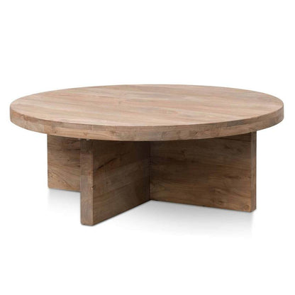 100cm Round Coffee Table - Natural-Thick Base - Notbrand