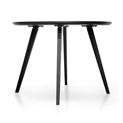 Membata Black Veneer Top Round Dining Table - 100cm - Notbrand